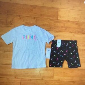 PUMA Kids Pajama Set - White and Black with Colorful Accents